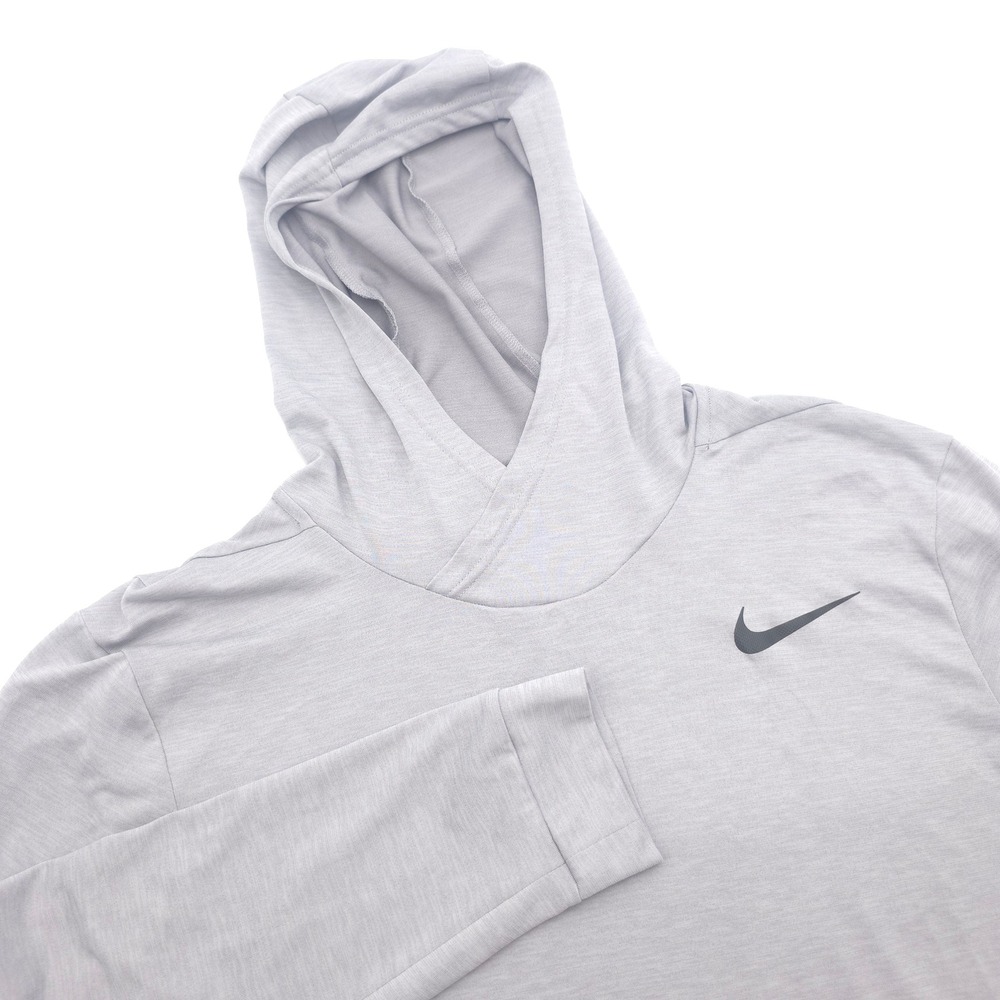 Nike Dri-FIT Mens L Long Sleeve Hoodie Light Gray Swoosh Logo 832829-092